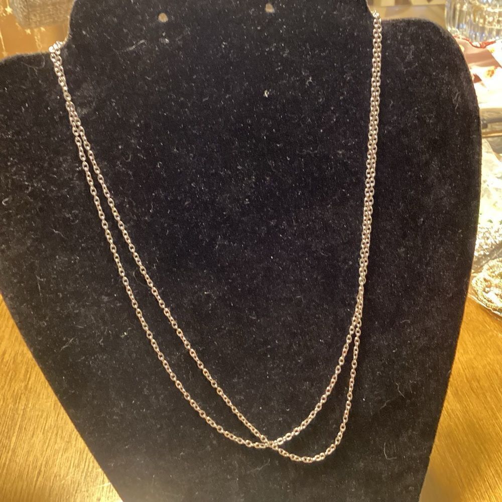 NWOT. Silvertone Shiny Fine Link 24” Necklace